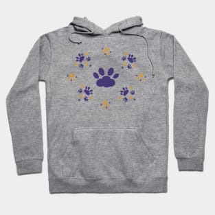 Purple and yellow cat pawprints Hoodie